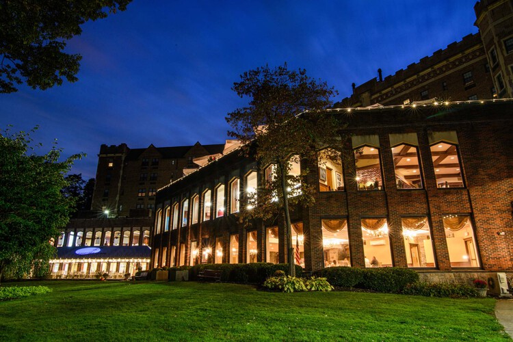 Hotel exterior at night