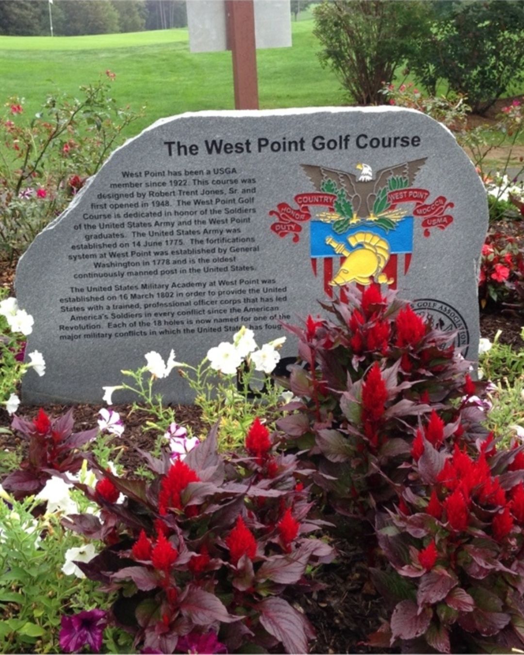 A hole marker on the West Point Golf Course